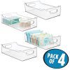 mDesign Stackable Plastic Bathroom Vanity Storage Bin with Handles