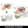 mDesign Long Plastic Stackable Storage Container Bin Box, Hinged Lid