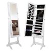 Amoiu Standing Jewelry Cabinet, Full Length Mirrored Jewelry Armoires