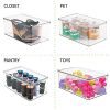 mDesign Long Plastic Stackable Storage Container Bin Box, Hinged Lid
