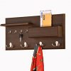 Entryway Coat Rack Mail Envelope Storage and Key Holder Hooks