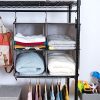 Hanging Closet Organizer - Gray Polyester Canvas for Extra Storage Space, Sturdy Design with Metal Garment Rod