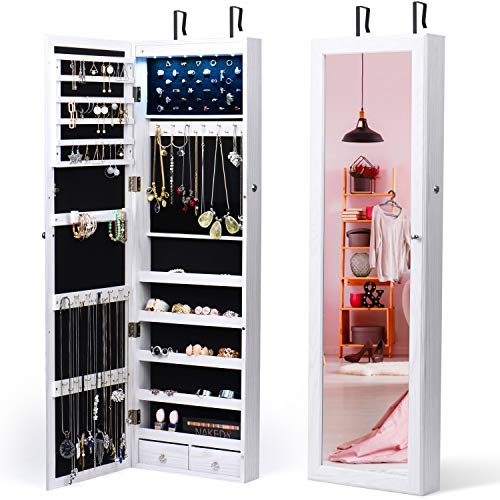 TWING Jewelry Armoire Jewelry Organizer Wall Mounted Lockable