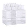 Ikee Design Deluxe Stackable 3-Piece Premium Makeup Storage