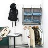 Hanging Closet Organizer - Gray Polyester Canvas for Extra Storage Space, Sturdy Design with Metal Garment Rod