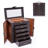 HEZALA Large Jewelry Organizer - 6 Layer - Huge Protoplasm PU Leather