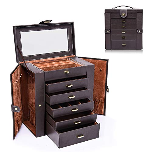 HEZALA Large Jewelry Organizer - 6 Layer - Huge Protoplasm PU Leather