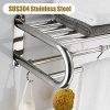 BESy Stainless Steel Towel Racks with Shelf, Adjustable Bathroom Shelf