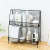 S.H. Black 2 Tier Wire Basket Bathroom Organizer Shelves Cosmetic Makeup