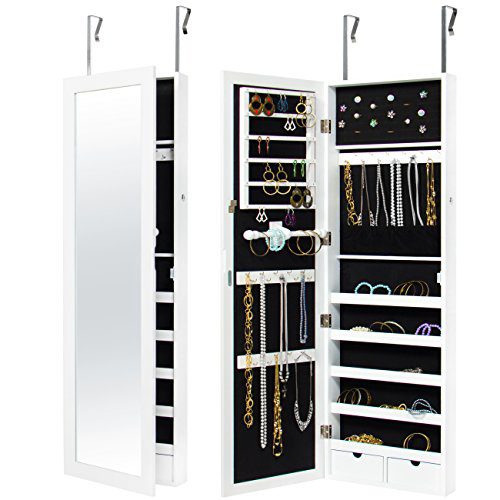 Best Choice Products Wall Door Mounted Locking Mirror Jewelry