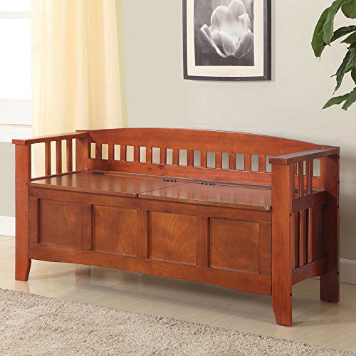 Linon Home Decor Storage Bench with Short Split Seat Storage