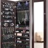 Greenco Door Jewelry Organizer Armoire with Large Led Lights