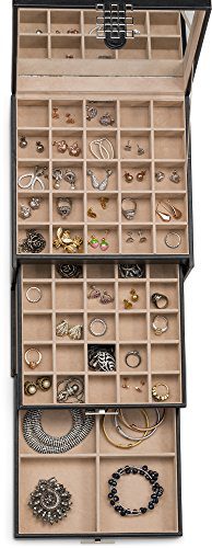 Glenor Co Earring Organizer Holder - 50 Small & 4 Large Slots Classic Jewelry Box