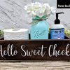 Bathroom Box Bin With Hello Sweet Cheeks. Bathroom Humor Toilet Tray