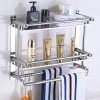 ZH Shower Caddies Stainless Steel Bathroom Shelf with Towel Bar