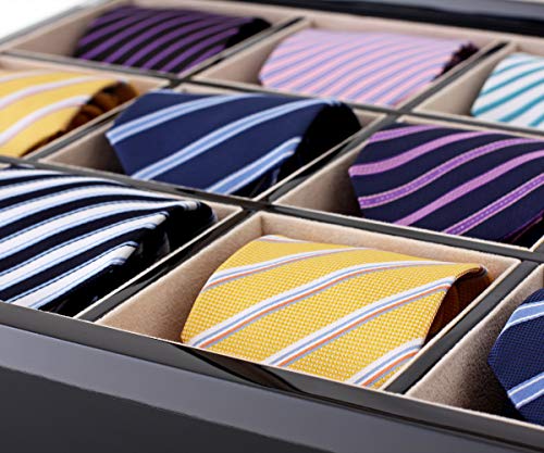 Tie Storage Organizer for 12 Men Ties with Large Display Window and Gift Box