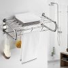 BESy Stainless Steel Towel Racks with Shelf, Adjustable Bathroom Shelf