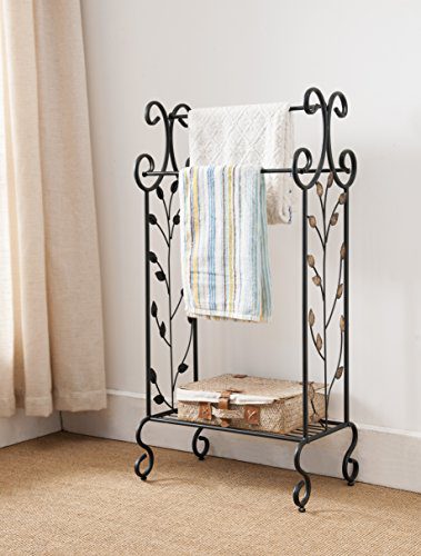 Kings Brand Furniture Black Metal with Gold Leaf Free Towel