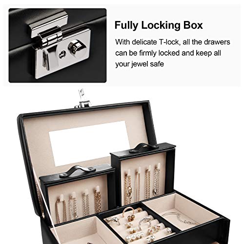 Homde Jewelry Box Girls Fully Locking Organizer for Necklace Earrings