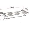 Whifea Brushed Nickel Towel Shelf with Towel Bar, Stainless Steel Towel Rack
