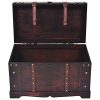 BLUECC Vintage Wood Treasure Chest Storage Trunk Brown