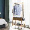SONGMICS Rolling Coat Rack, Bamboo Garment Rack, Clothes Hanging Rail