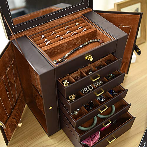 HEZALA Large Jewelry Organizer - 6 Layer - Huge Protoplasm PU Leather