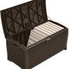 Suncast 99 Gallon Resin Wicker Patio Storage Box - Waterproof Outdoor Storage