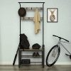 VASAGLE Industrial Coat Rack Shoe Bench, Hall Tree Entryway Storage Shelf