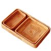 I-lan Set of 3 Handmade Rattan Rectangle Serving Tray Wicker Serving Organizer
