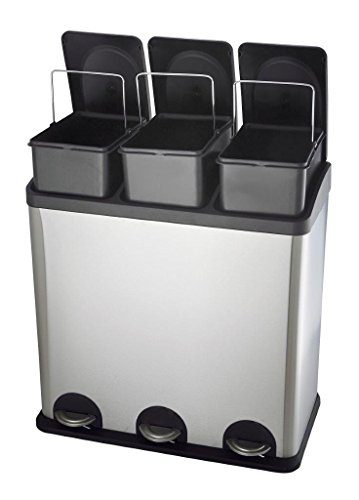 The Step N' Sort 16-Gal. 3-Compartment Stainless Steel Trash
