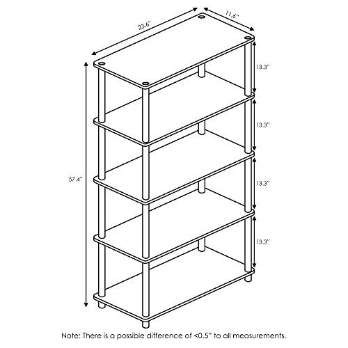 Turn-N-Tube 5-Tier Multipurpose Shelf - Stylish Storage Solution for Every Room, Easy Assembly, High-Quality Materials - Beech/Whit