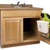 Cabinet mounted compost bin with magnetic locking lid and carbon filters