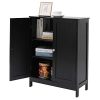 Iwell Bathroom Floor Storage Cabinet with 2 Adjustable Shelf