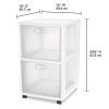 Sterilite Ultra 2 Drawer Cart, White Frame & Clear Textured Drawers