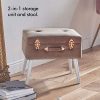 Beautify Pearlized Pink Velvet Storage Stool Trunk Organizer