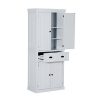 HOMCOM 72" Traditional Colonial Standing Kitchen Pantry Cupboard Cabinet