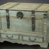 Rustic Gray Large Wooden Storage Trunk Coffee Table