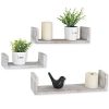 MyGift Wall Mounted Wood U-Shaped Floating Shelves
