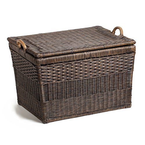 The Basket Lady Lift-Off Lid Wicker Storage Basket, Medium