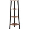 VASAGLE Industrial Corner Shelf, 4-Tier Bookcase, Storage Rack