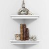 AHDECOR White Corner Wall Shelves, Wall Mounted Floating Corner