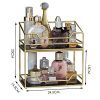 2Layer Stackable Glass Perfume Tray/2 Tirer Spacious Gold Black Mirror
