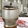 Dublin Bathroom Trash Can with Lid - Decorative Resin Small Garbage Can