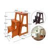 Folding Ladder 3-Tier Step Stool Wood Adult Foldable Bed Steps
