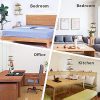 IPETSON Wooden Corner Shelf Unit,1 Pcs Round End Oak Wood Hanging