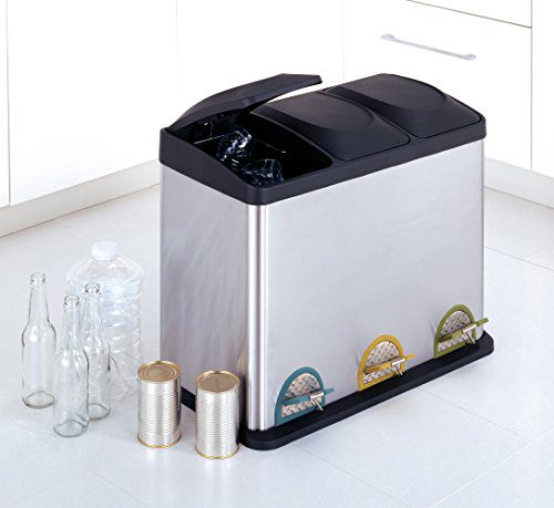 Organize It All 3 Compartment Step-On 45 Liter Recycling Trash Can