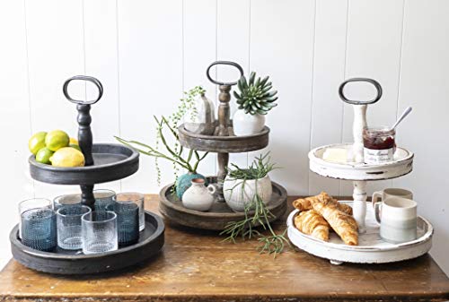 Creative Co-op Distressed Wood 2-Tier Tray