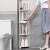 JAWM 4-Tier Waterproof Bathroom Corner Storage Unit Shelf Wood Plastic