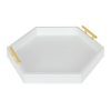 Kate and Laurel Lipton Hexagon Decorative Tray with Polished Metal Handles